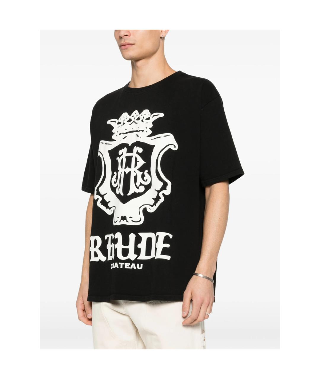 RHUDE Черная хлопковая футболка, фото 4
