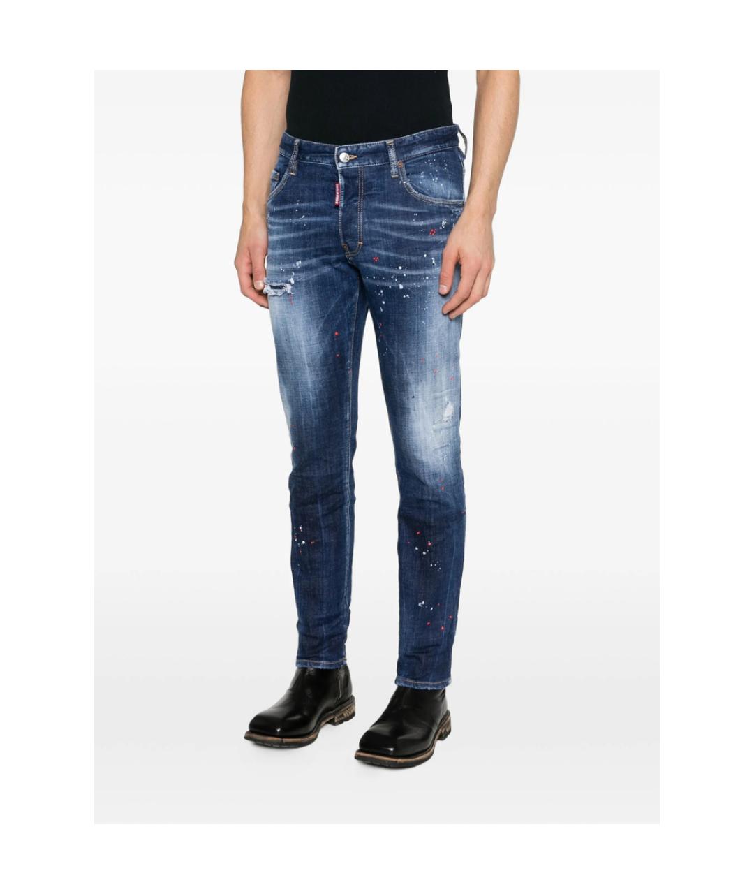 DSQUARED2 Синие хлопко-эластановые джинсы скинни, фото 5