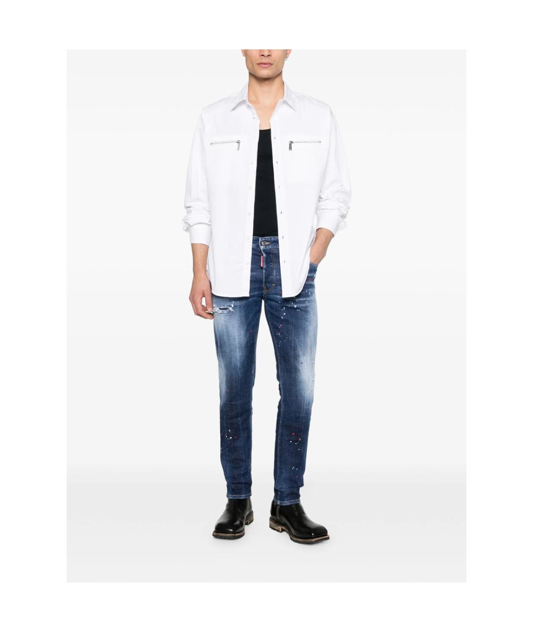 DSQUARED2 Синие хлопко-эластановые джинсы скинни, фото 3