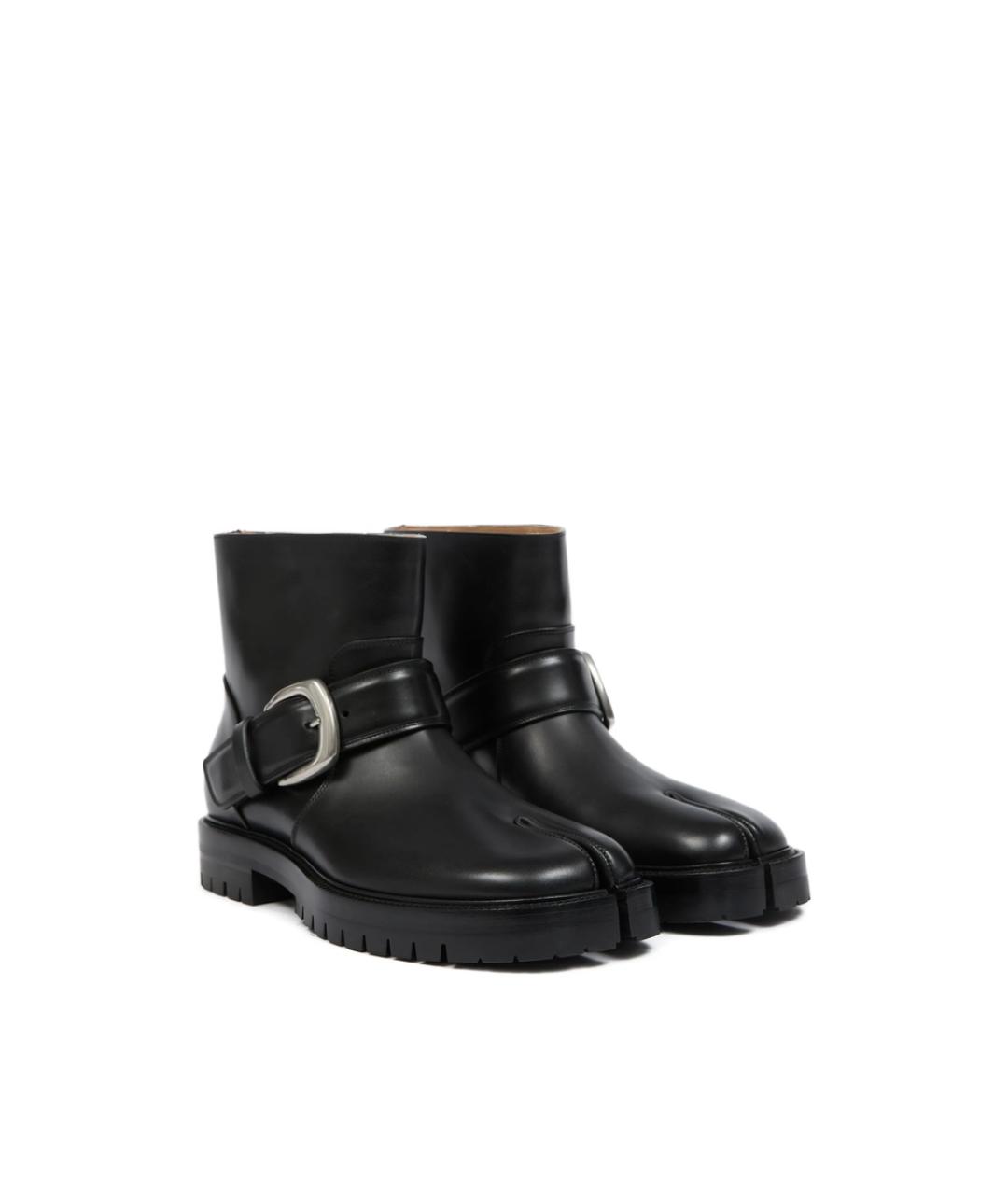 MAISON MARGIELA Черные кожаные высокие ботинки, фото 4