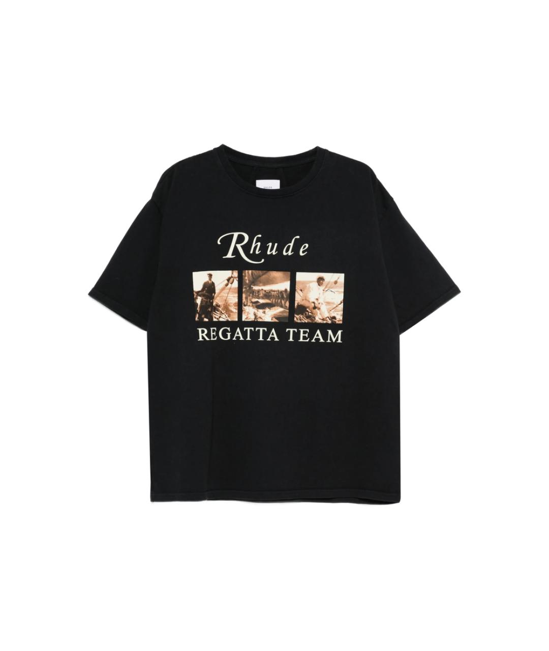 RHUDE Черная хлопковая футболка, фото 1