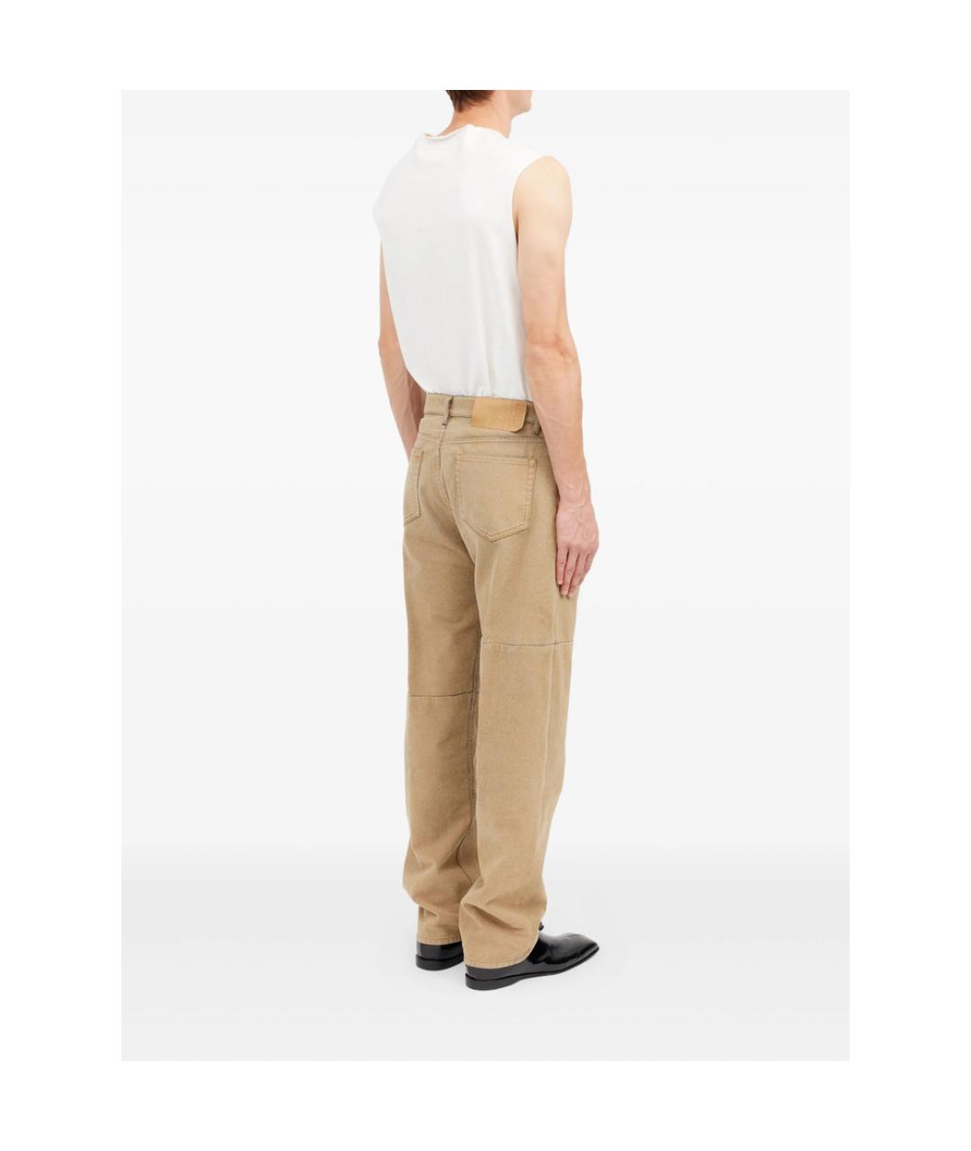 MM6 MAISON MARGIELA Бежевые хлопковые прямые джинсы, фото 5