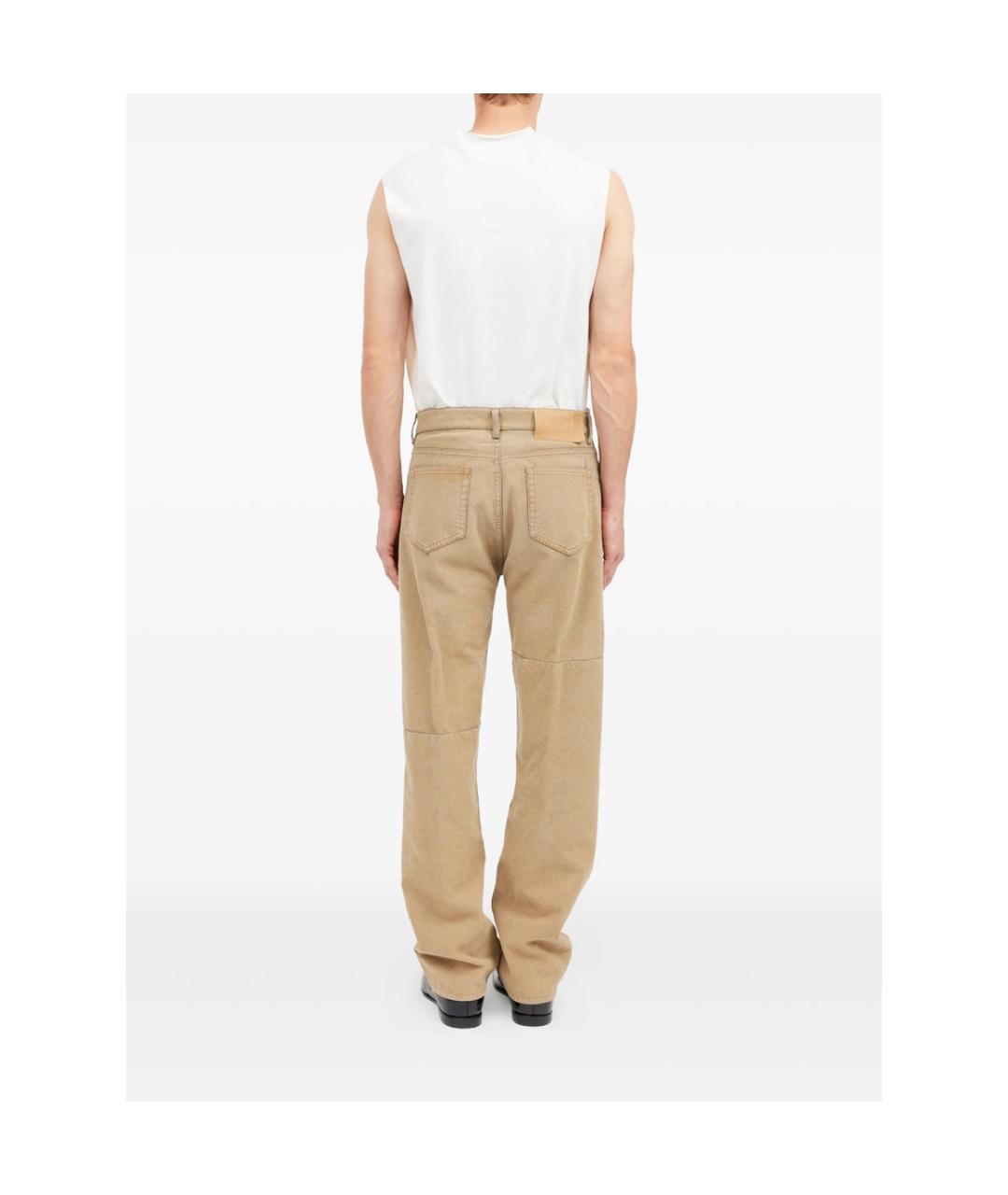 MM6 MAISON MARGIELA Бежевые хлопковые прямые джинсы, фото 3