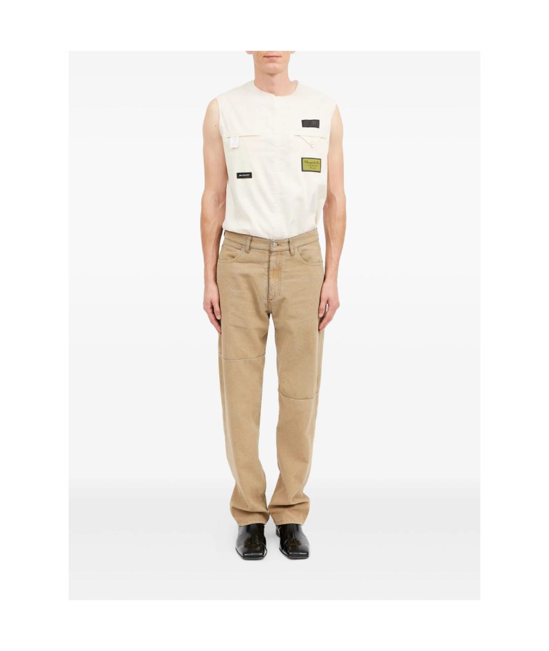 MM6 MAISON MARGIELA Бежевые хлопковые прямые джинсы, фото 2