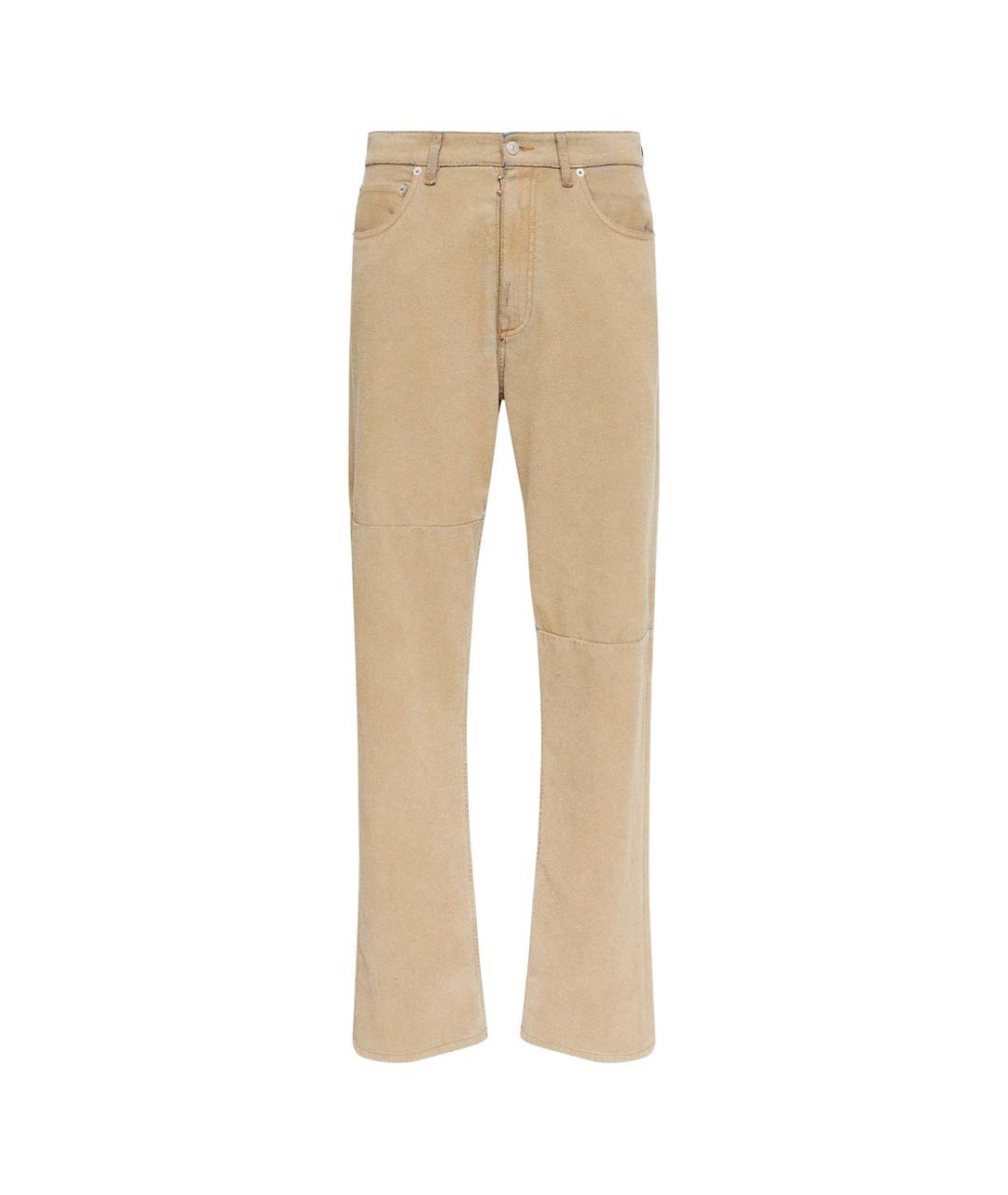 MM6 MAISON MARGIELA Бежевые хлопковые прямые джинсы, фото 1