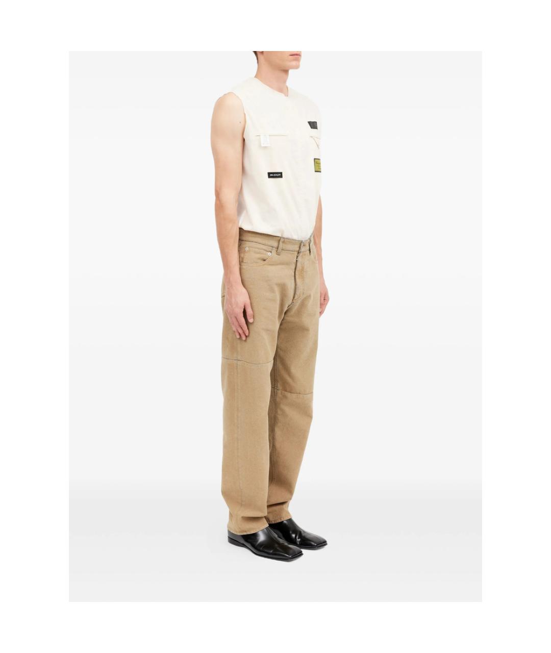 MM6 MAISON MARGIELA Бежевые хлопковые прямые джинсы, фото 4