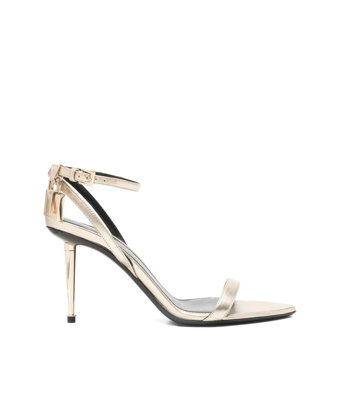 TOM FORD Золотые кожаные босоножки, фото 1