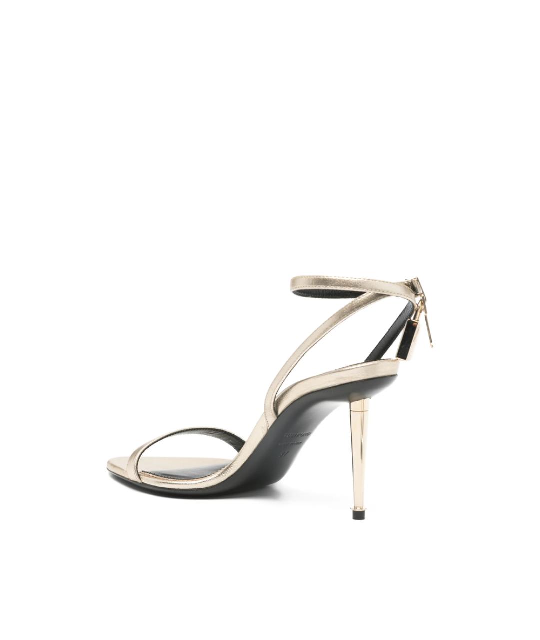TOM FORD Золотые кожаные босоножки, фото 4