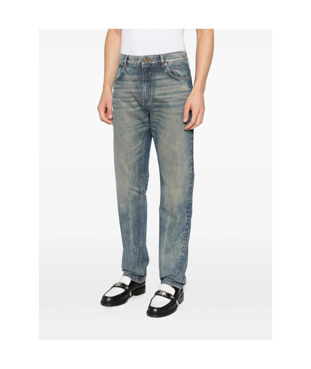BALMAIN Синие хлопковые прямые джинсы, фото 4
