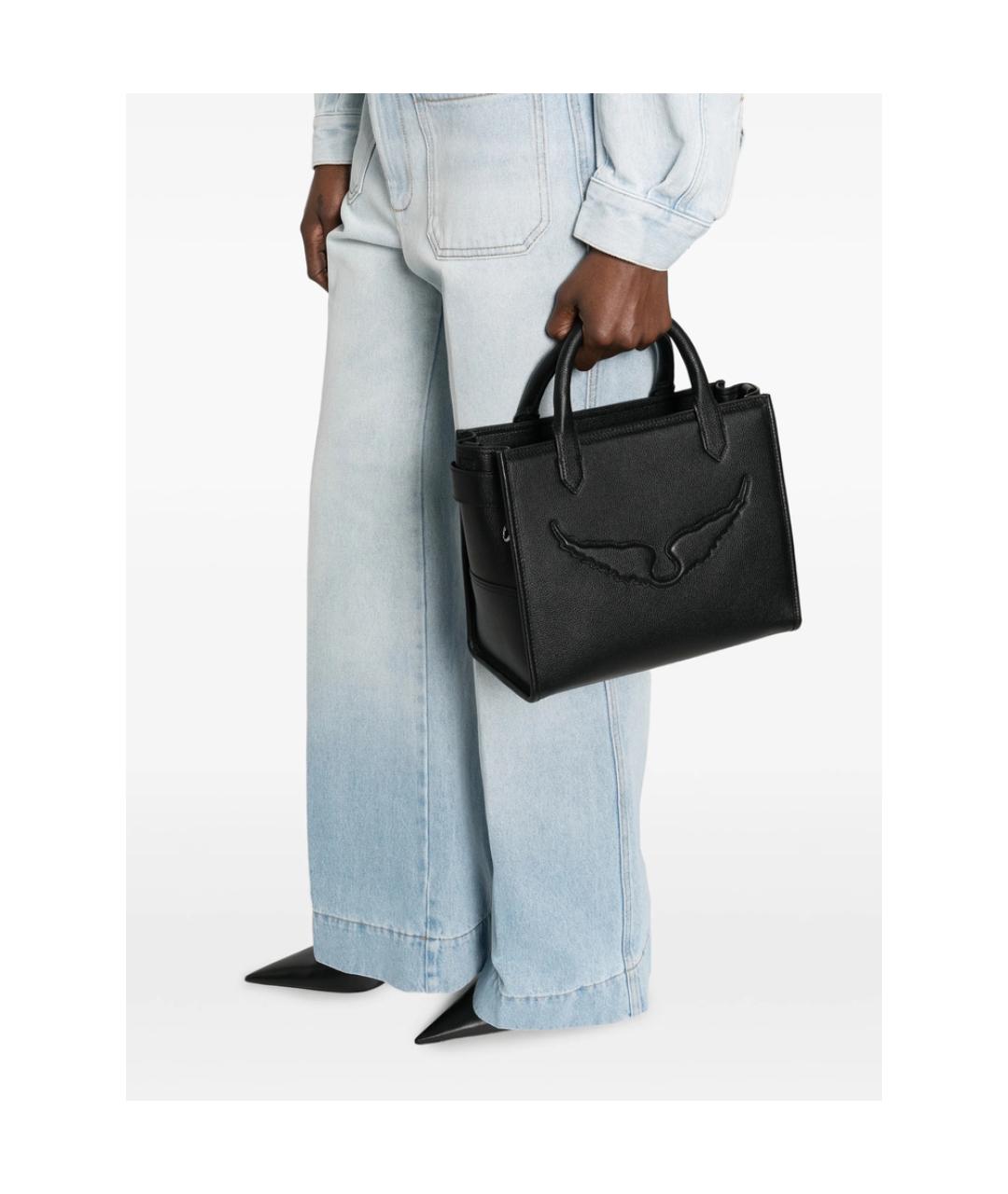 ZADIG & VOLTAIRE Черная кожаная сумка тоут, фото 4