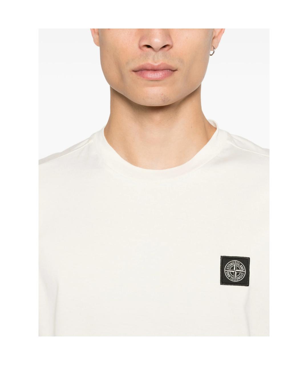 STONE ISLAND Бежевая хлопковая футболка, фото 3