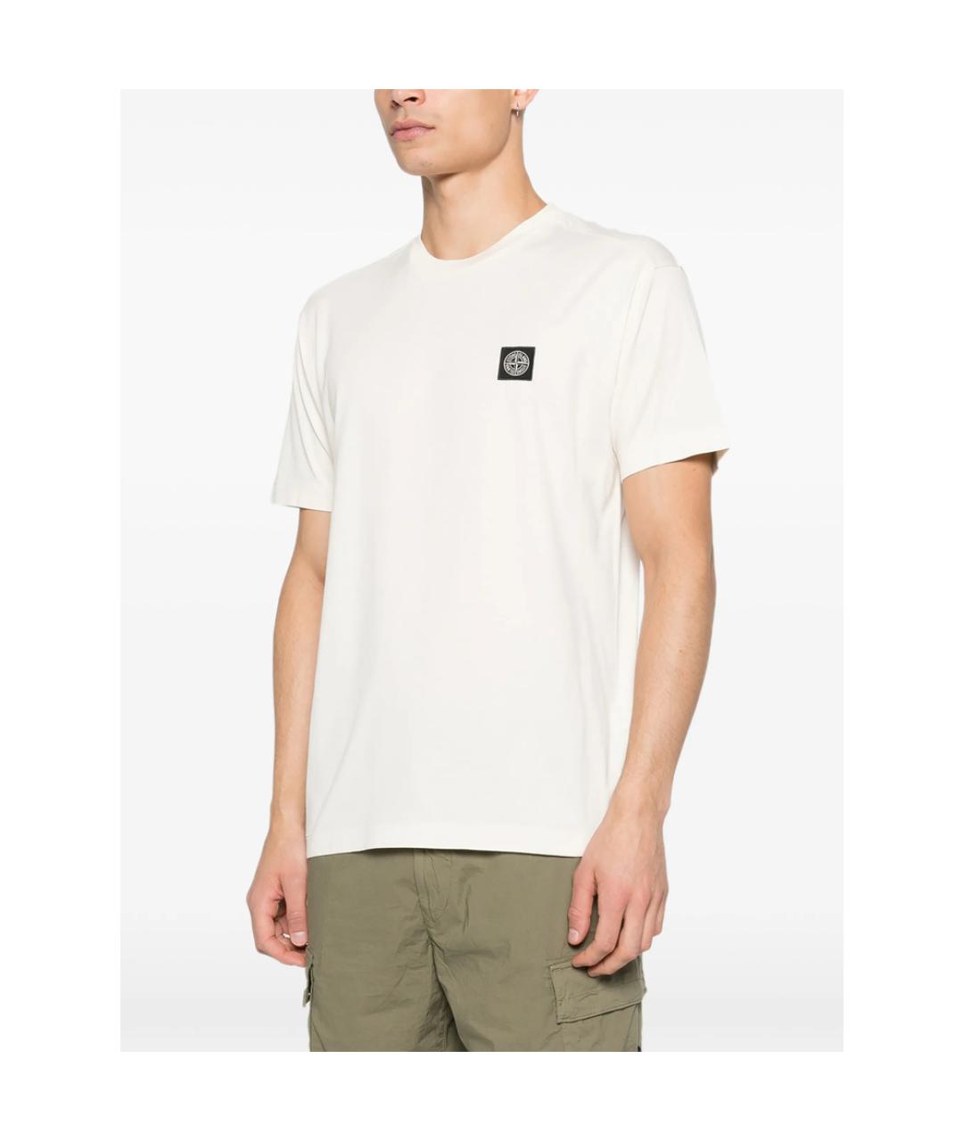 STONE ISLAND Бежевая хлопковая футболка, фото 5