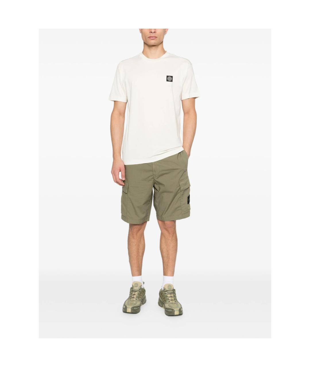 STONE ISLAND Бежевая хлопковая футболка, фото 4