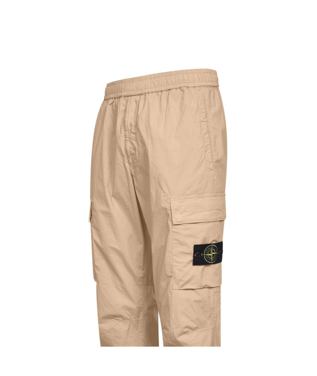 STONE ISLAND Бежевые хлопковые повседневные брюки, фото 3
