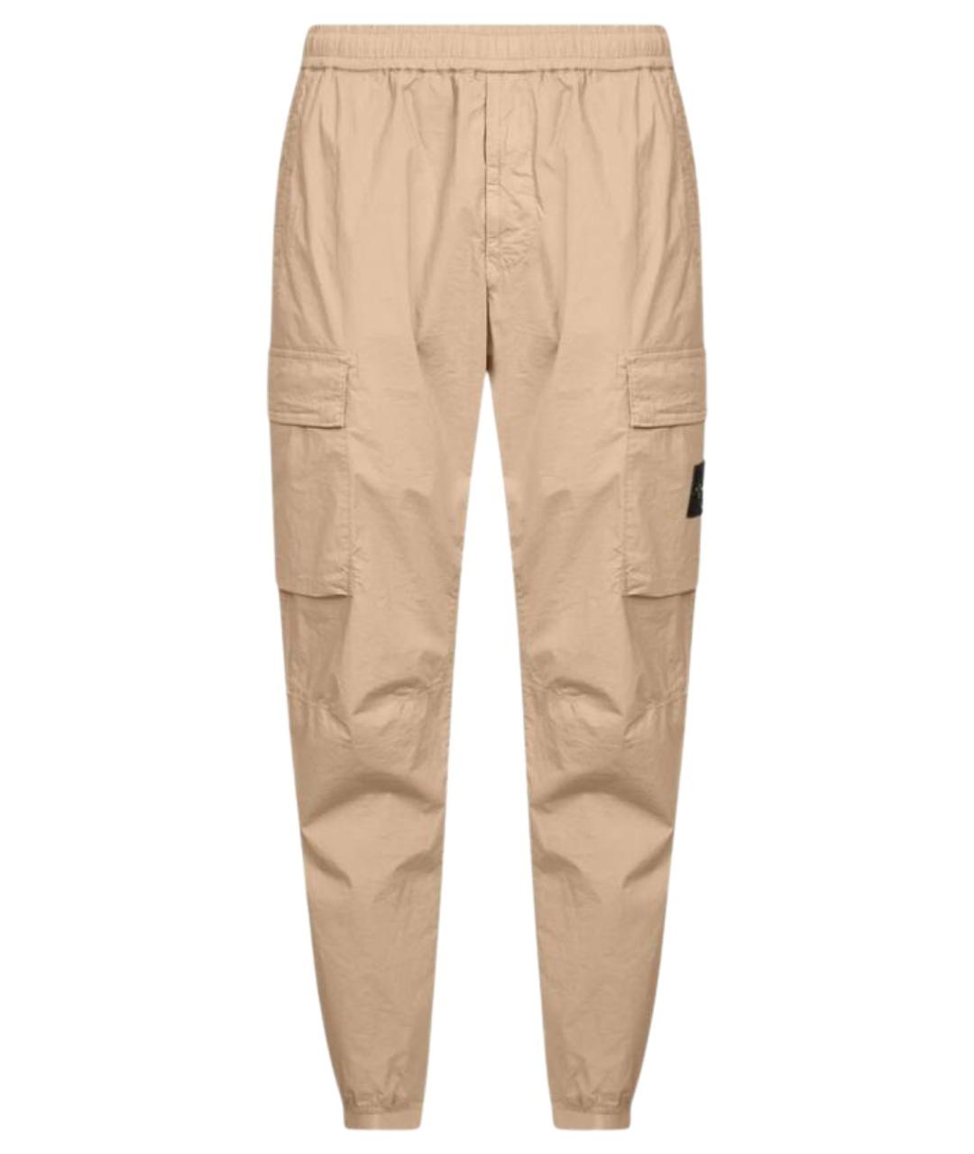 STONE ISLAND Бежевые хлопковые повседневные брюки, фото 1