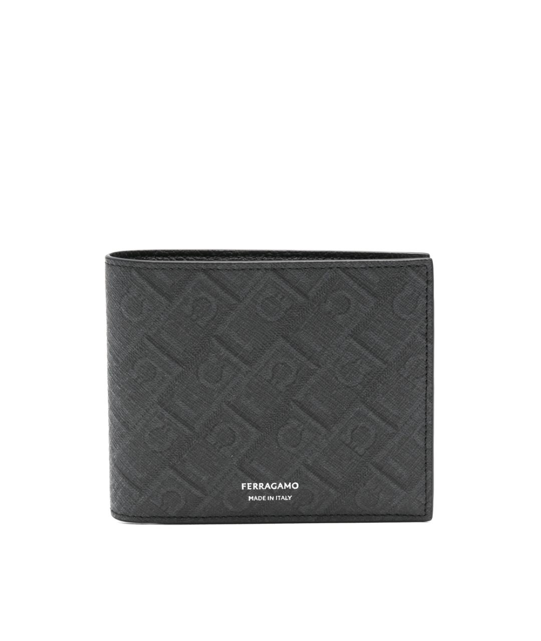 FERRAGAMO Черный кожаный кошелек, фото 1