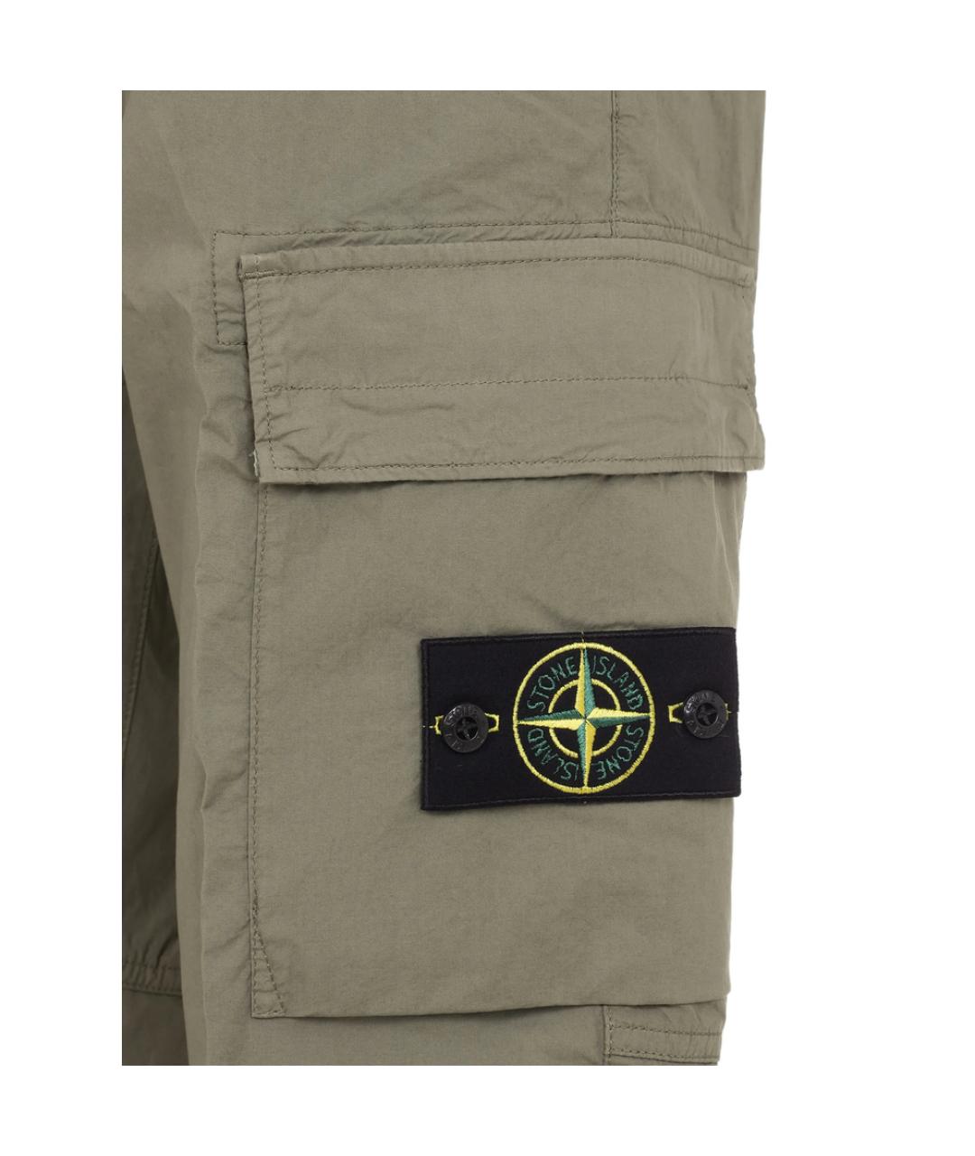 STONE ISLAND Зеленые хлопковые повседневные брюки, фото 2