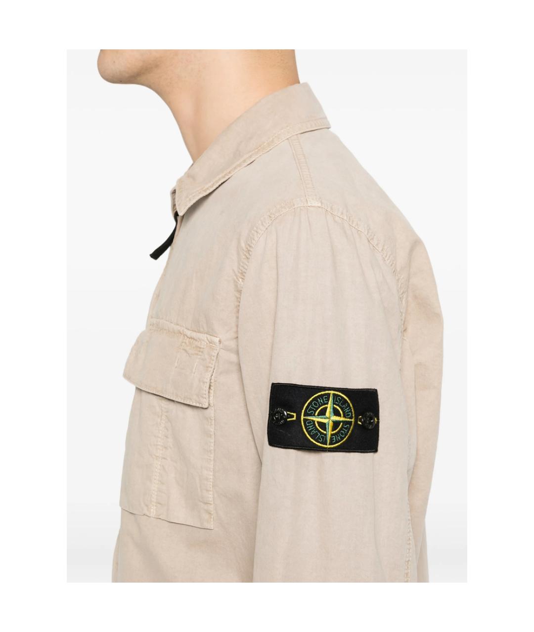 STONE ISLAND Бежевая хлопковая куртка, фото 4