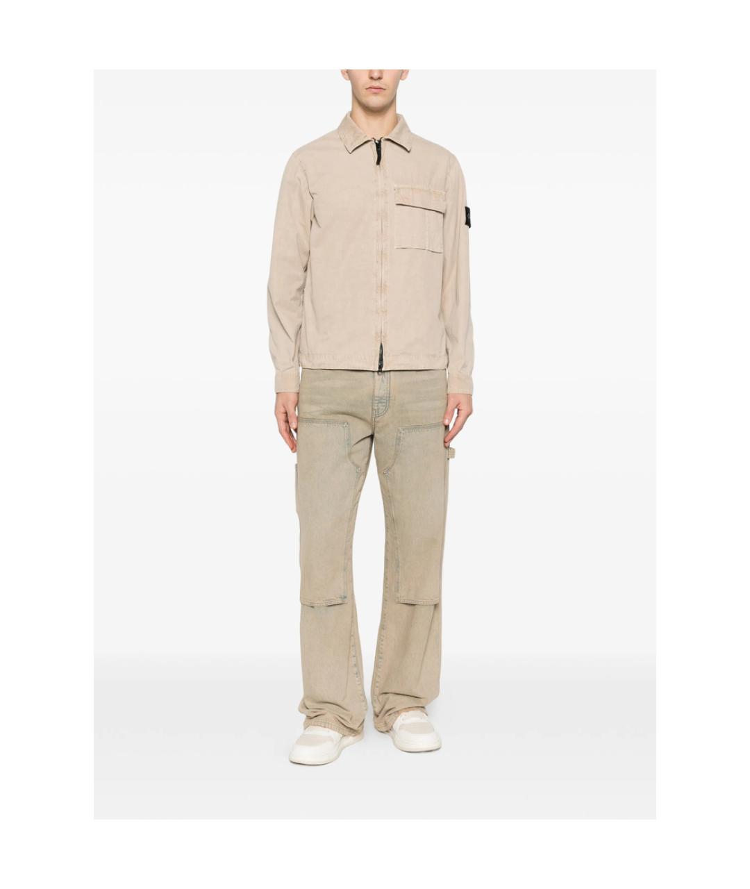 STONE ISLAND Бежевая хлопковая куртка, фото 3