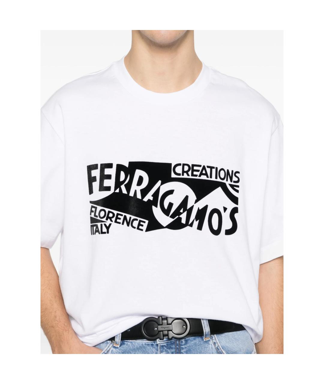 FERRAGAMO Белая хлопковая футболка, фото 2