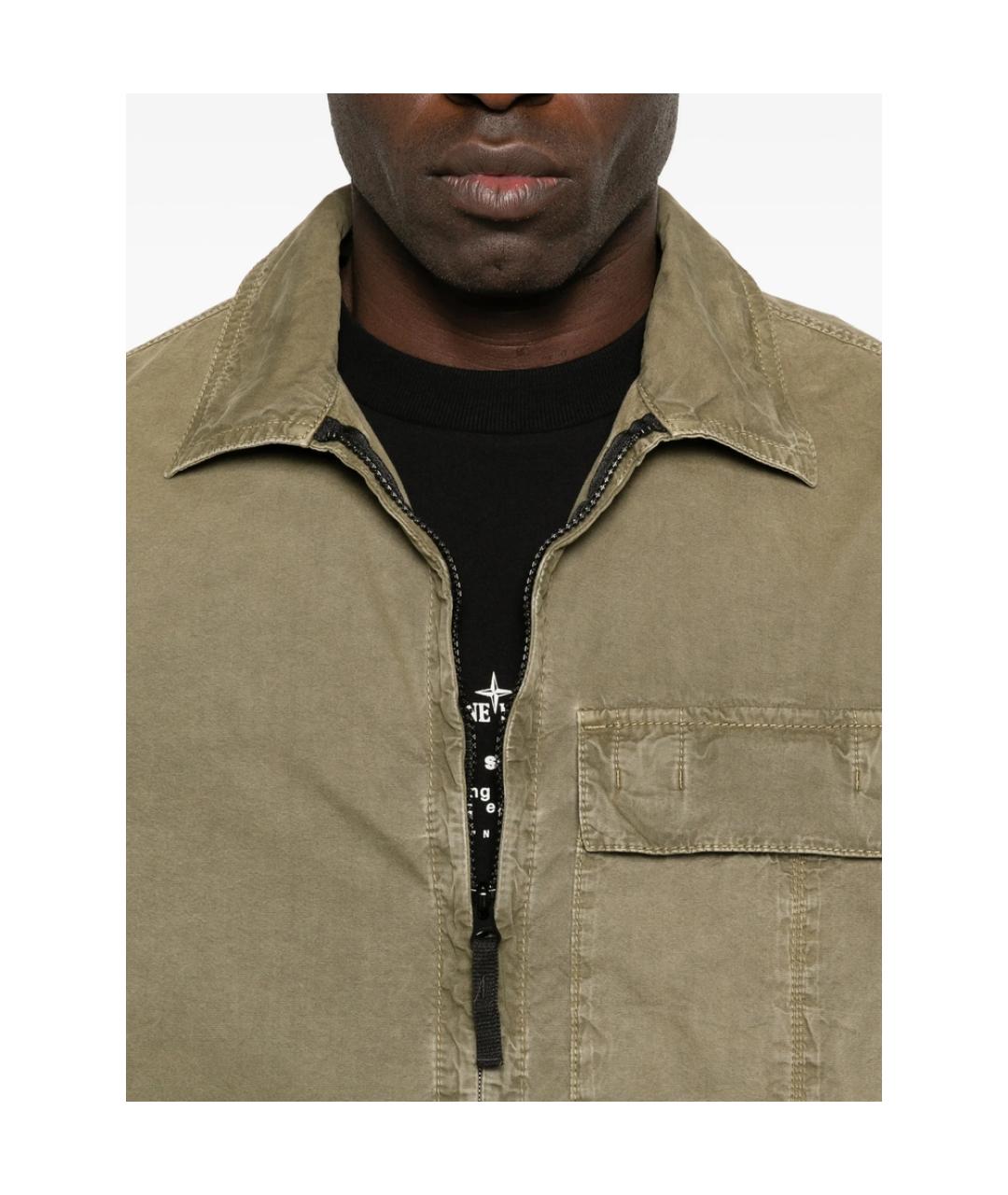 STONE ISLAND Зеленая хлопковая куртка, фото 4