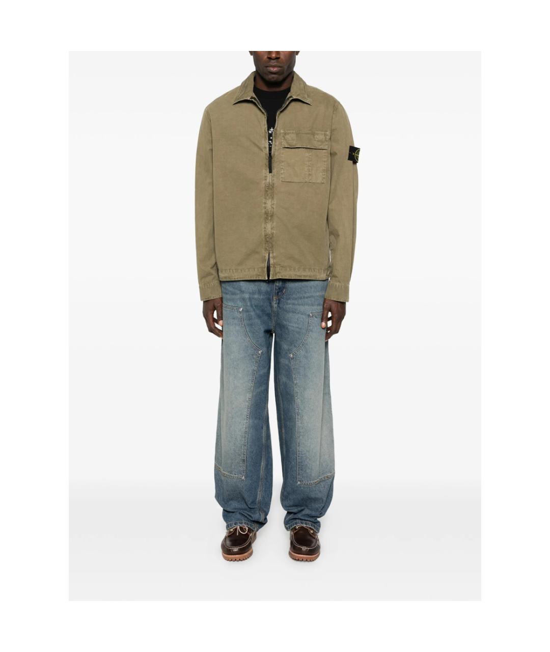 STONE ISLAND Зеленая хлопковая куртка, фото 2