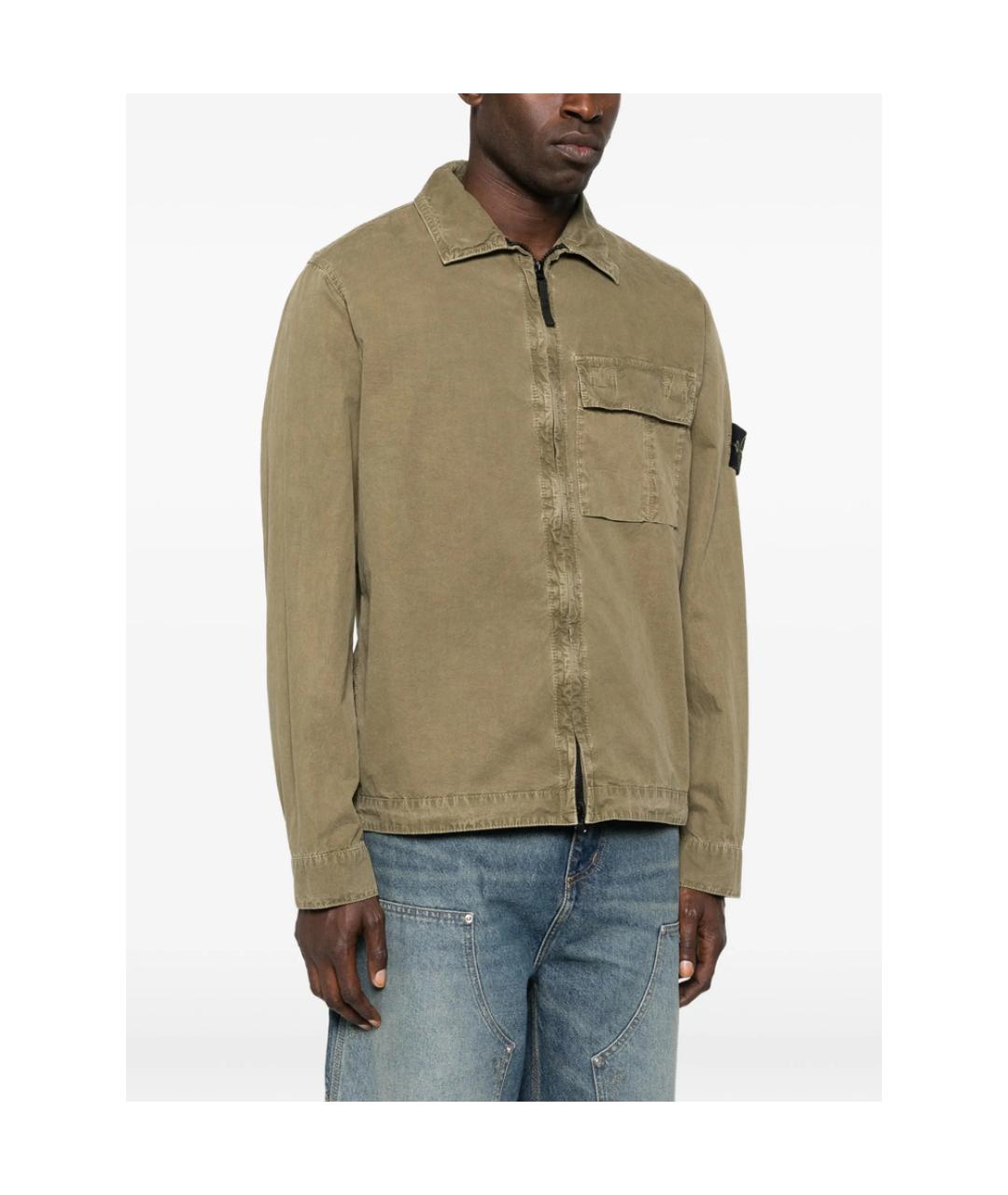 STONE ISLAND Зеленая хлопковая куртка, фото 3