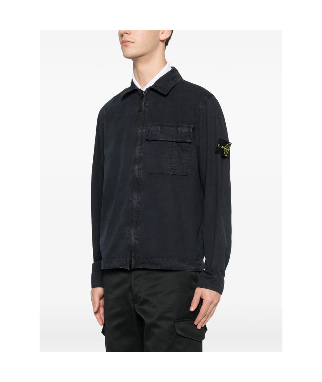 STONE ISLAND Темно-синяя хлопковая куртка, фото 5