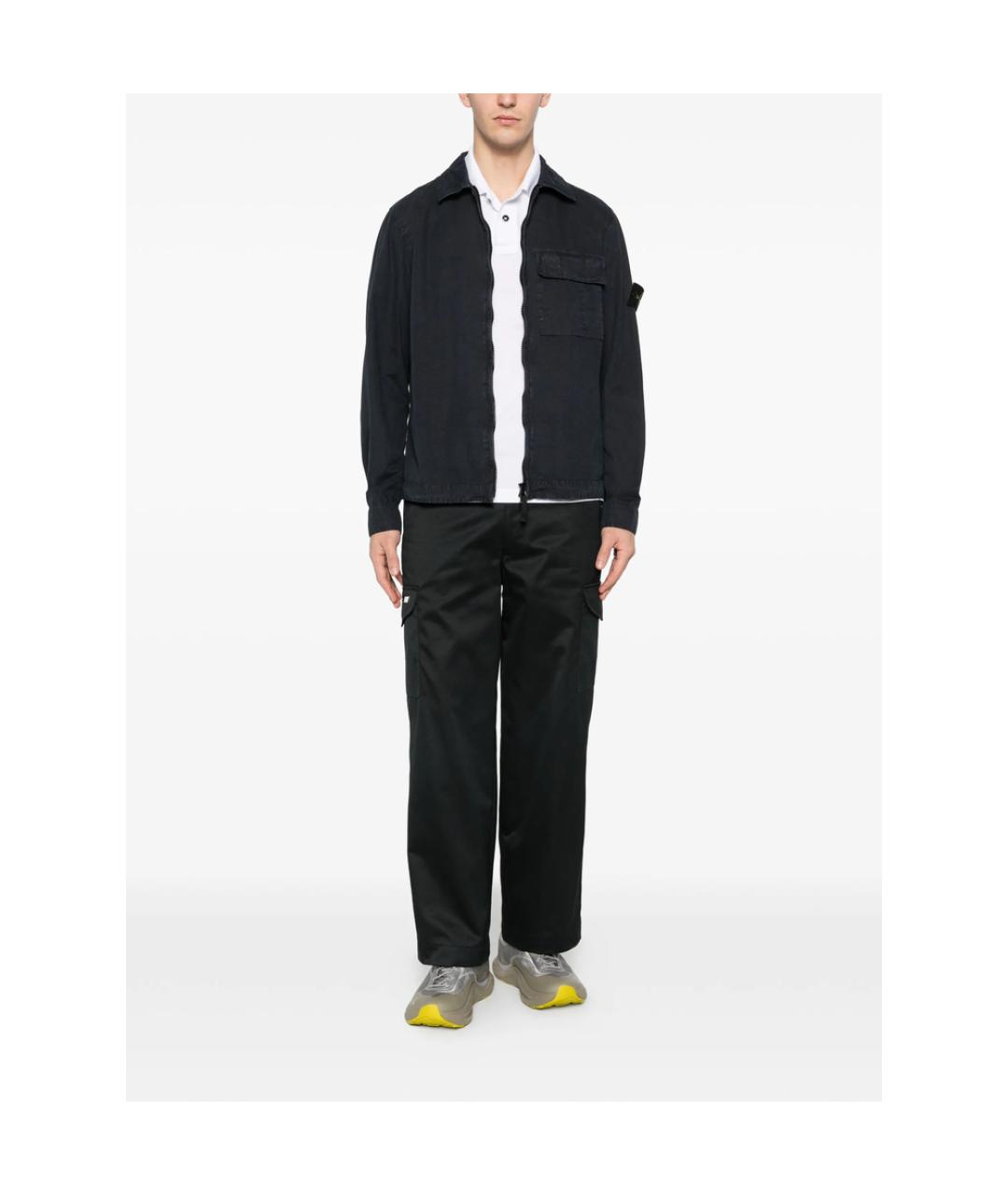 STONE ISLAND Темно-синяя хлопковая куртка, фото 3