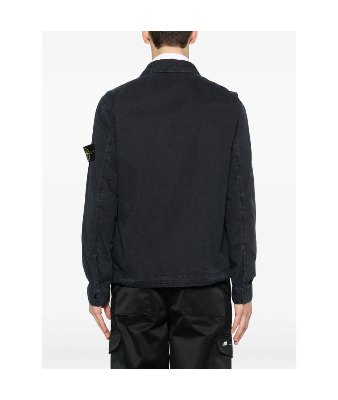 STONE ISLAND Темно-синяя хлопковая куртка, фото 4