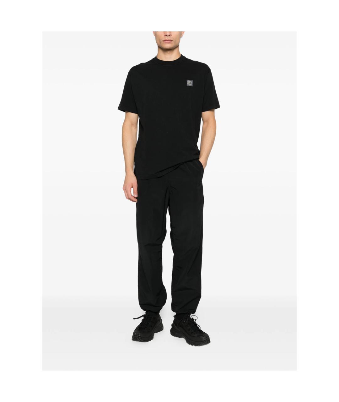 STONE ISLAND Черная хлопковая футболка, фото 2