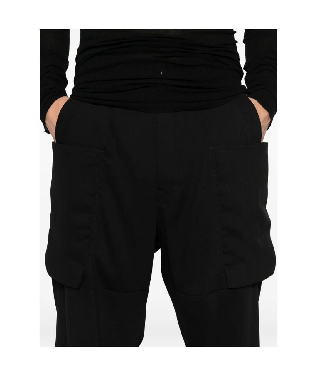 RICK OWENS Черные шерстяные повседневные брюки, фото 4