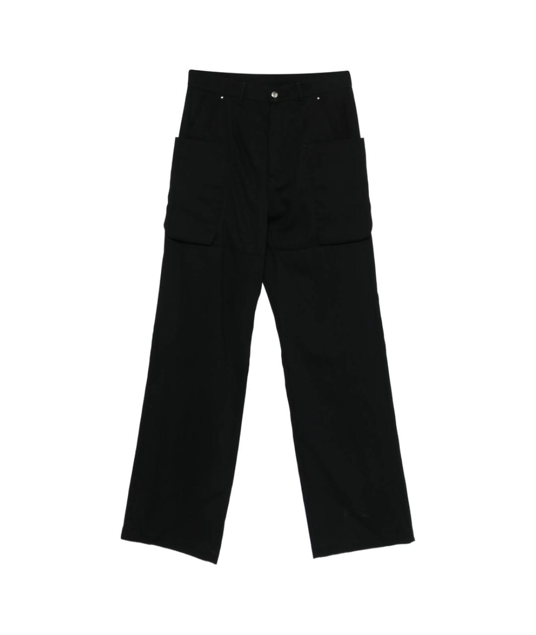 RICK OWENS Черные шерстяные повседневные брюки, фото 1