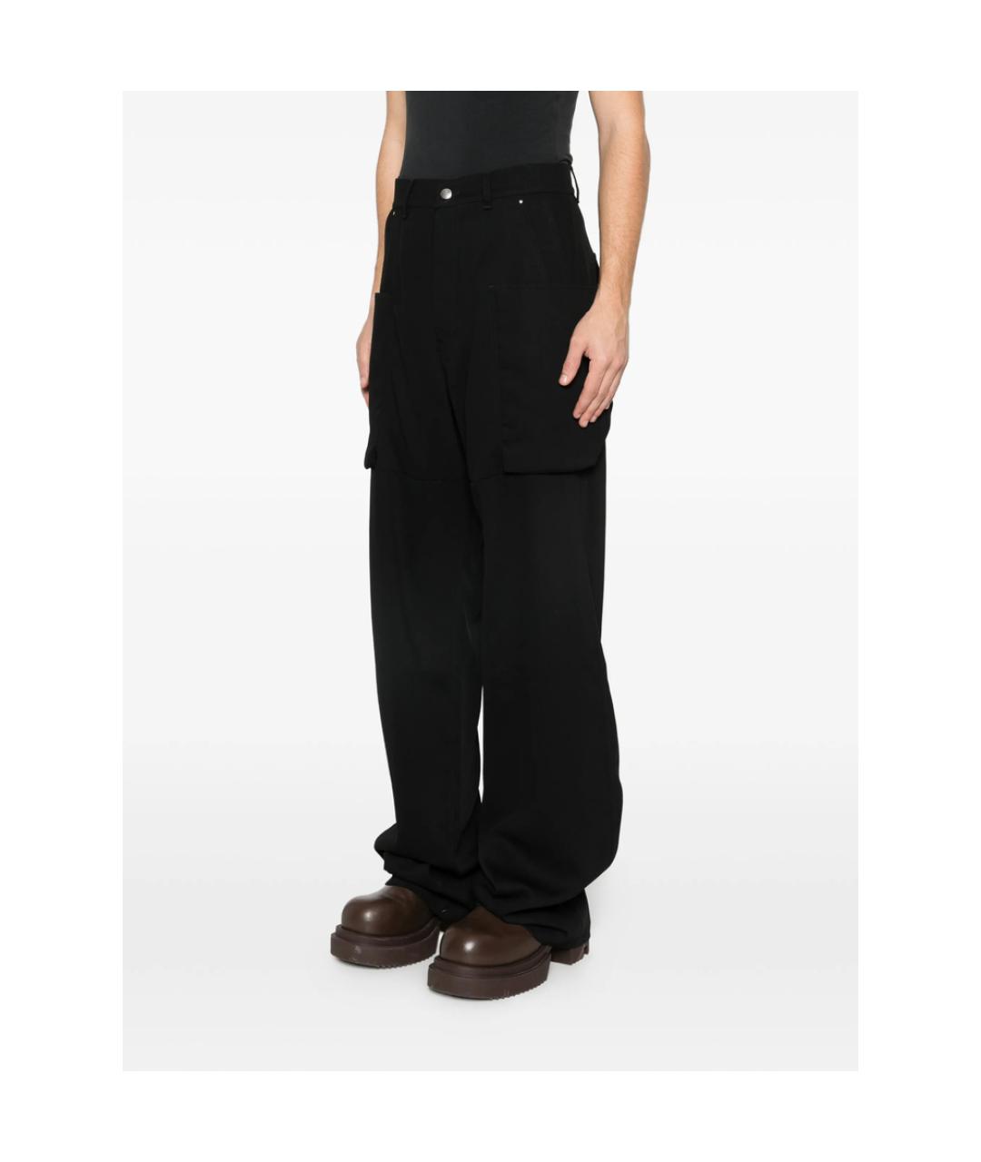 RICK OWENS Черные шерстяные повседневные брюки, фото 3