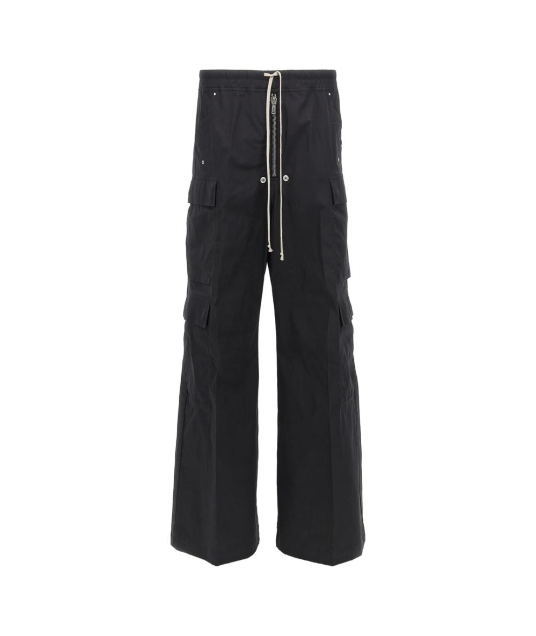 RICK OWENS Черные хлопковые повседневные брюки, фото 1
