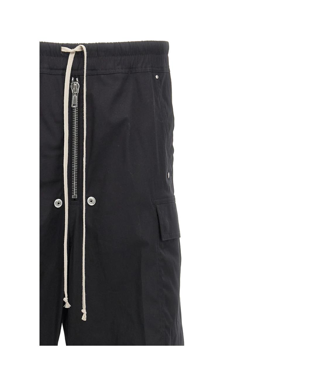 RICK OWENS Черные хлопковые повседневные брюки, фото 3