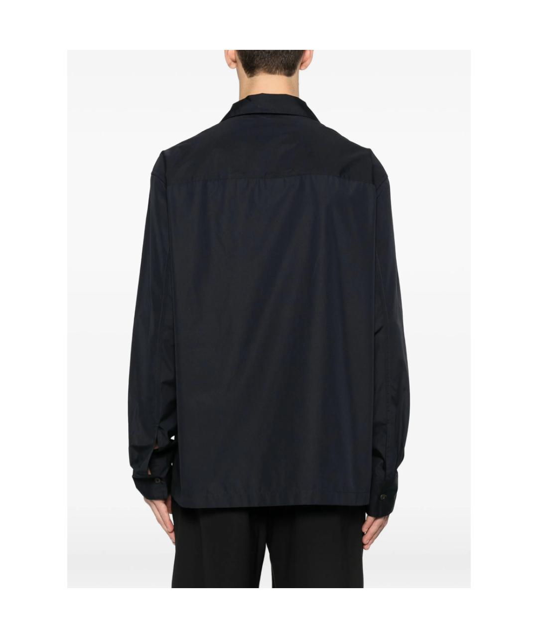 JIL SANDER Темно-синяя хлопковая классическая рубашка, фото 5