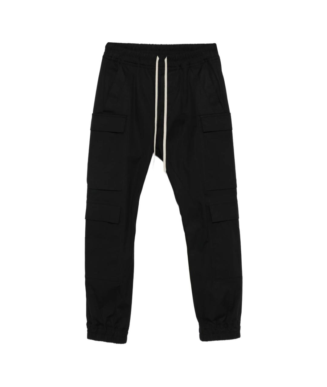 RICK OWENS Черные хлопковые повседневные брюки, фото 1