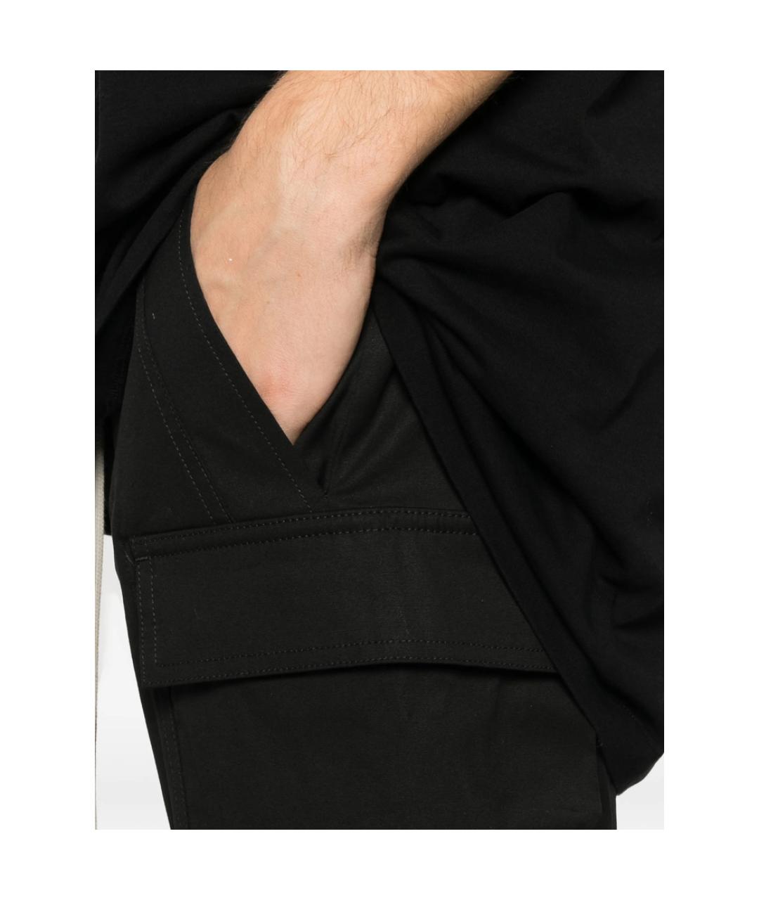RICK OWENS Черные хлопковые повседневные брюки, фото 2