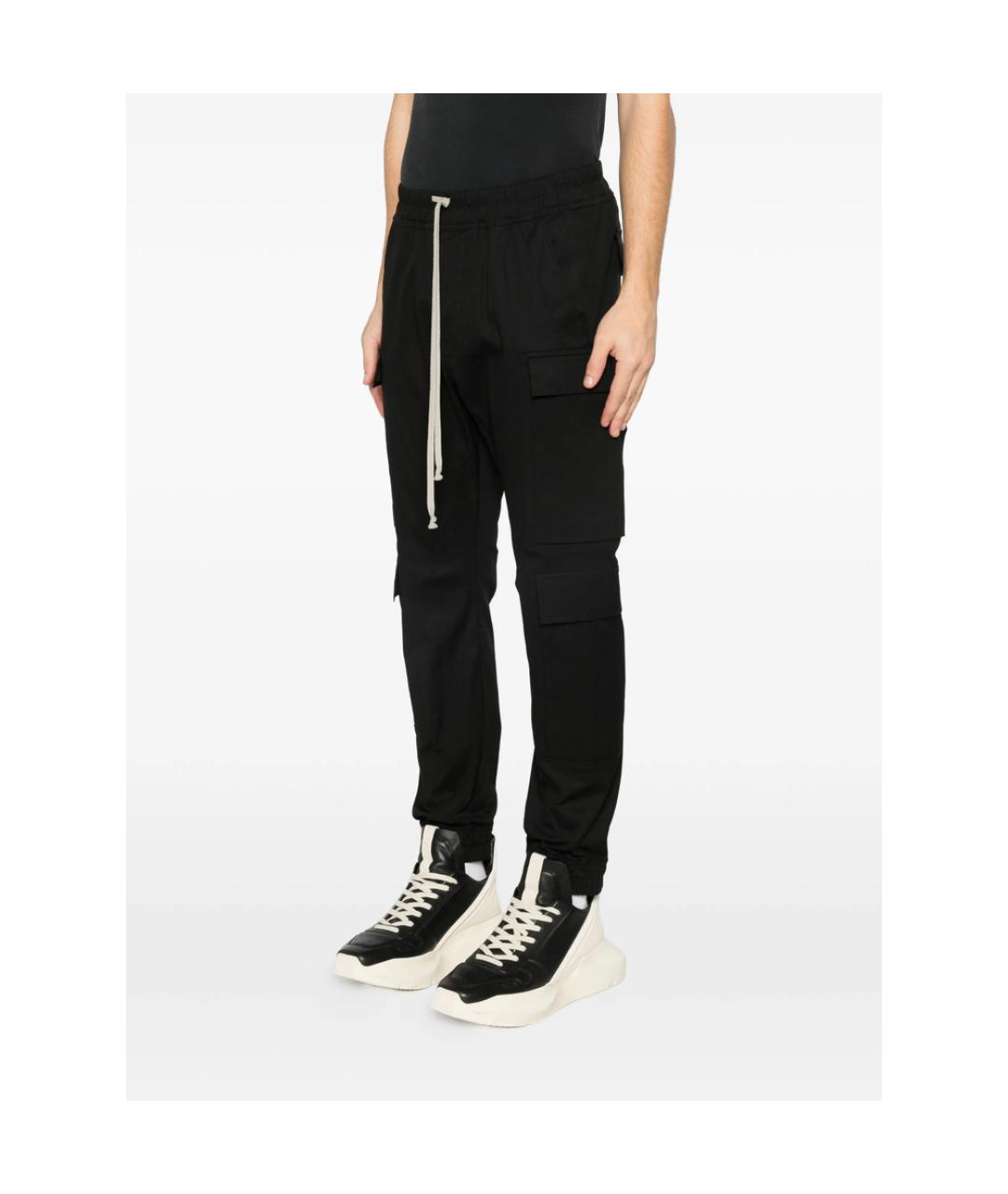 RICK OWENS Черные хлопковые повседневные брюки, фото 3