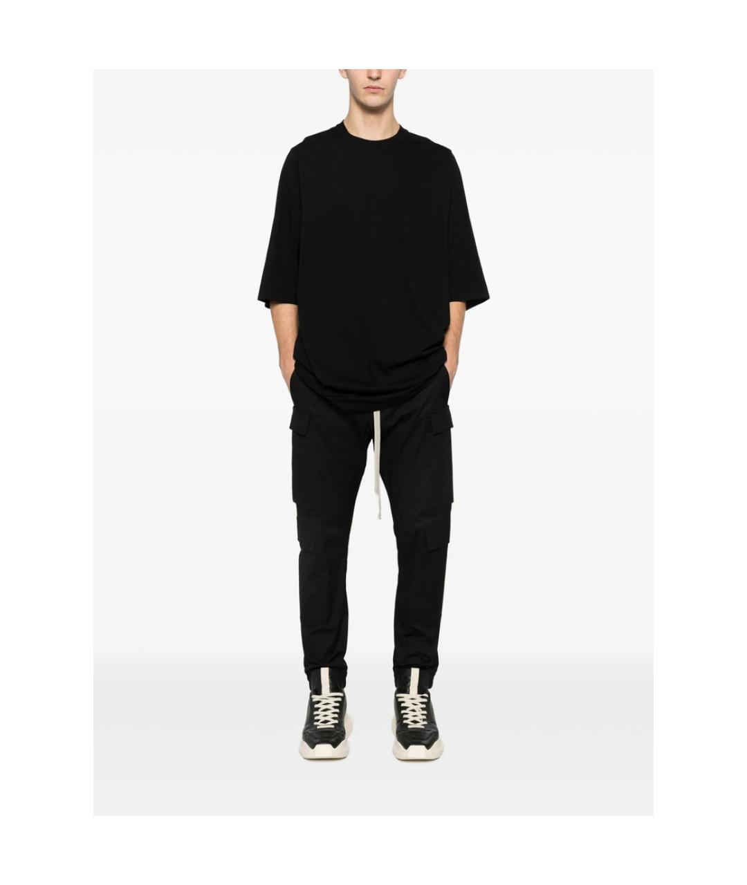 RICK OWENS Черные хлопковые повседневные брюки, фото 5