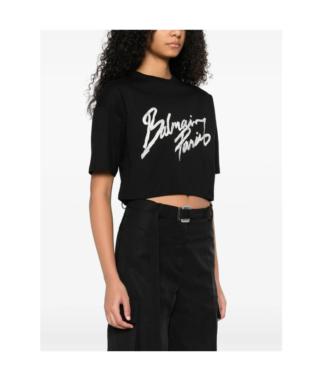 BALMAIN Черная хлопковая футболка, фото 4