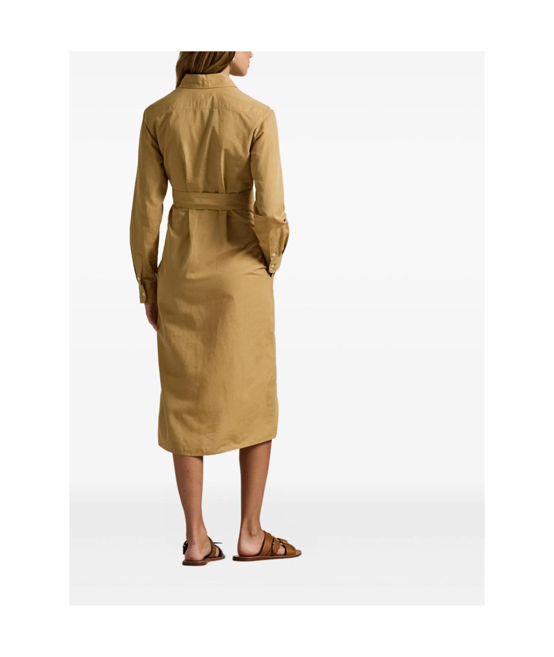 RALPH LAUREN Горчичное хлопковое повседневное платье, фото 4