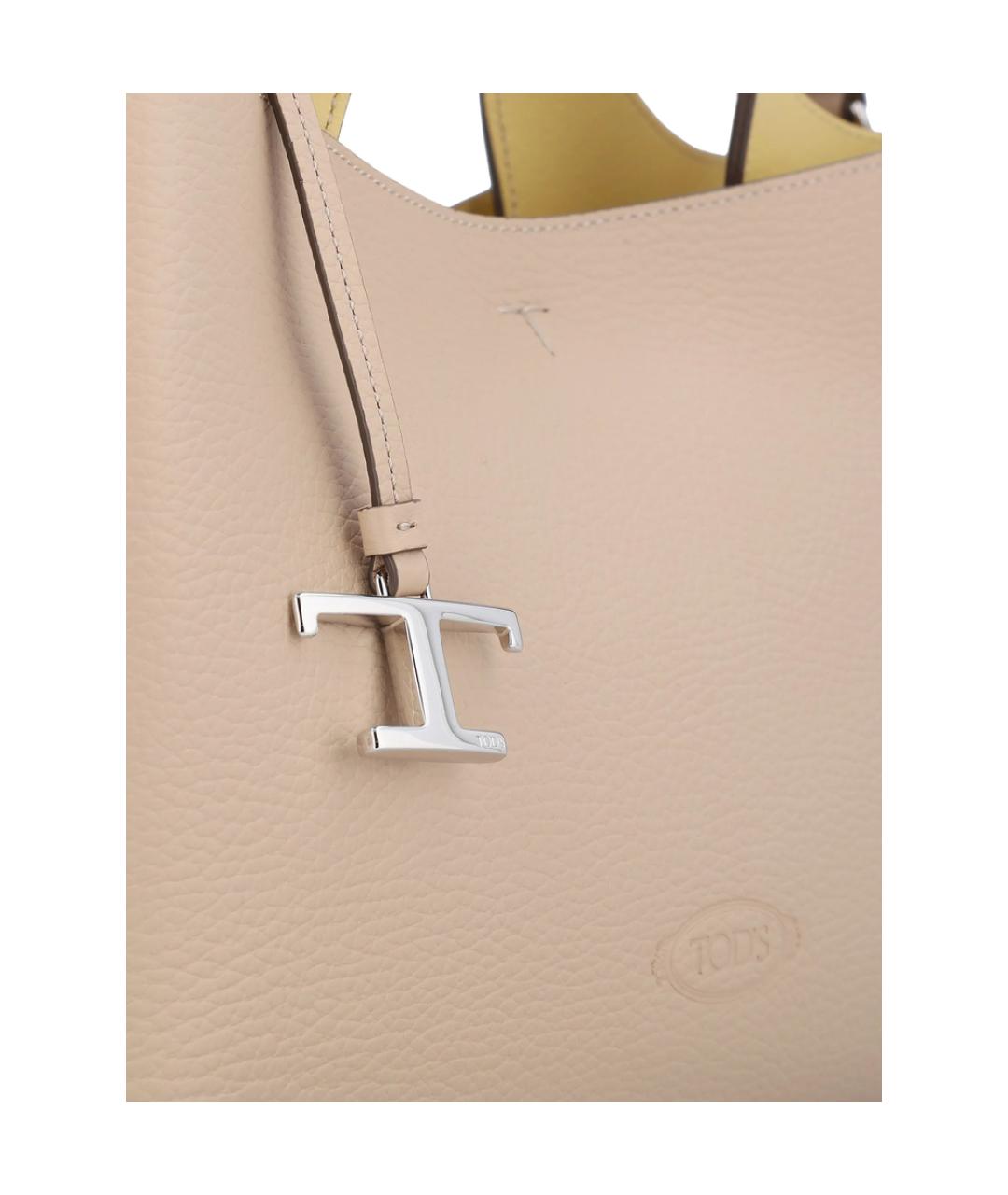 TOD'S Бежевая кожаная сумка тоут, фото 3
