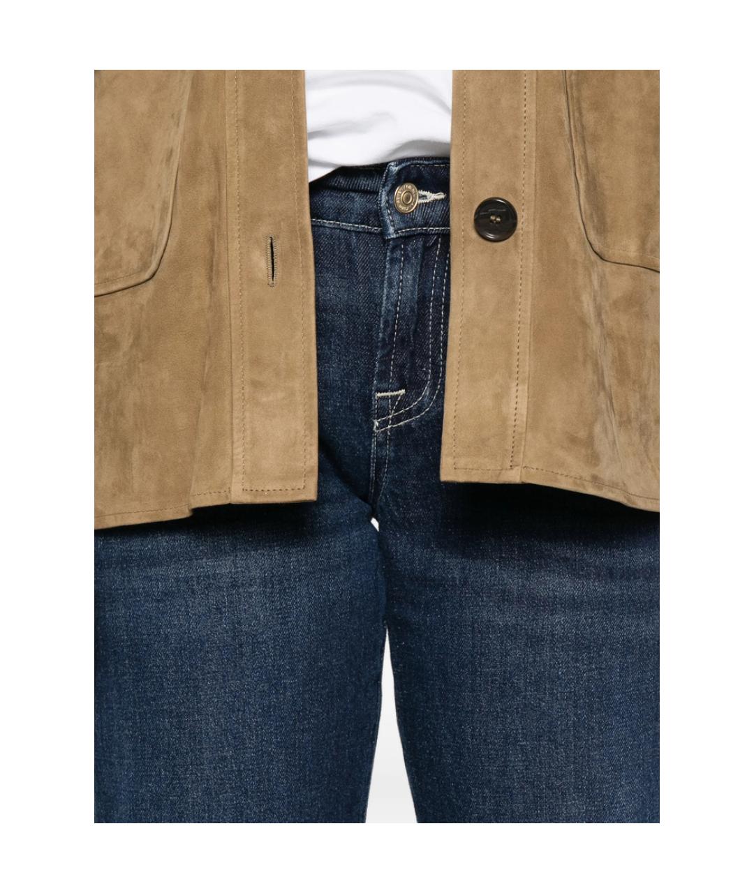 7 FOR ALL MANKIND Темно-синие хлопковые прямые джинсы, фото 2
