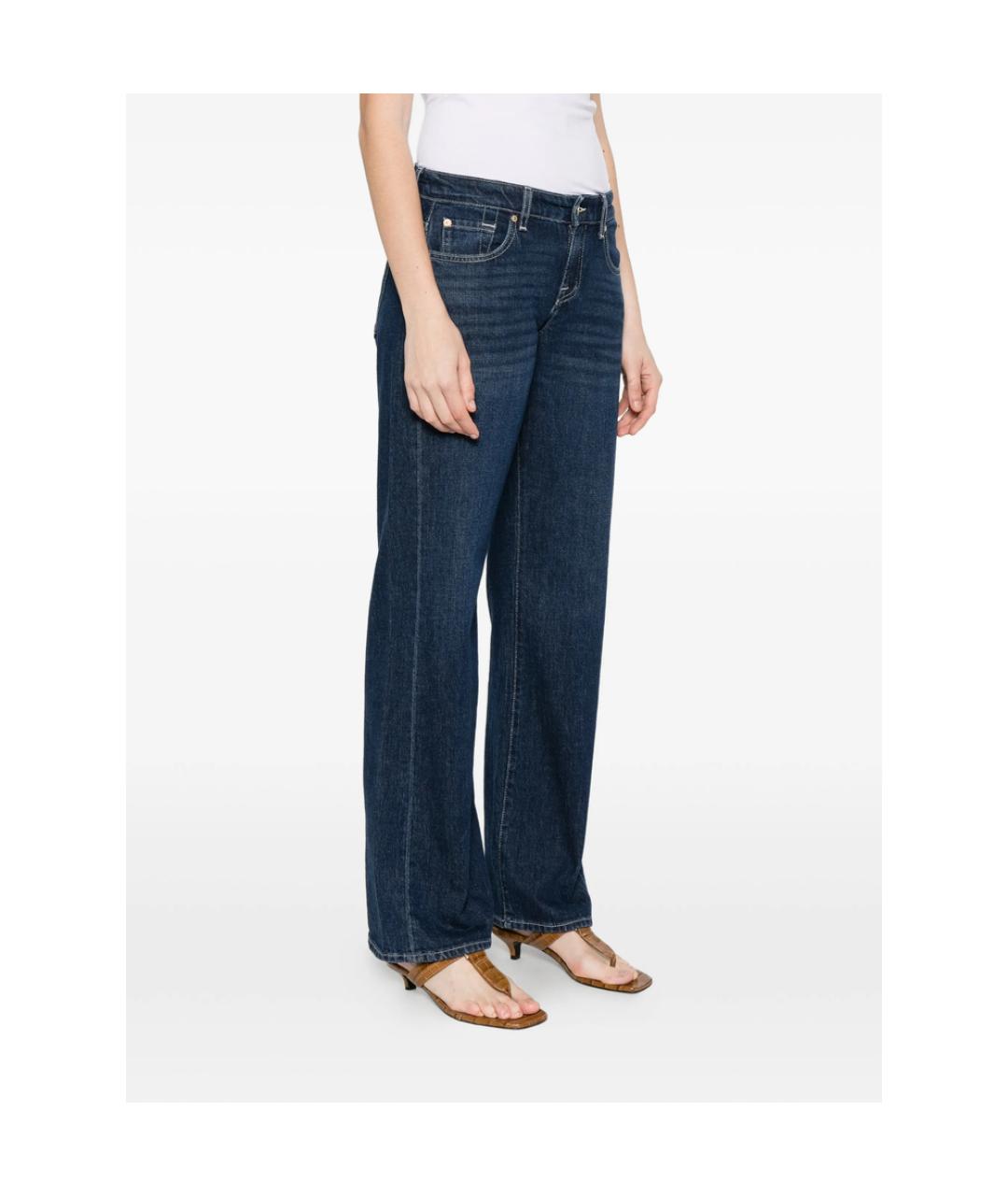 7 FOR ALL MANKIND Темно-синие хлопковые прямые джинсы, фото 5