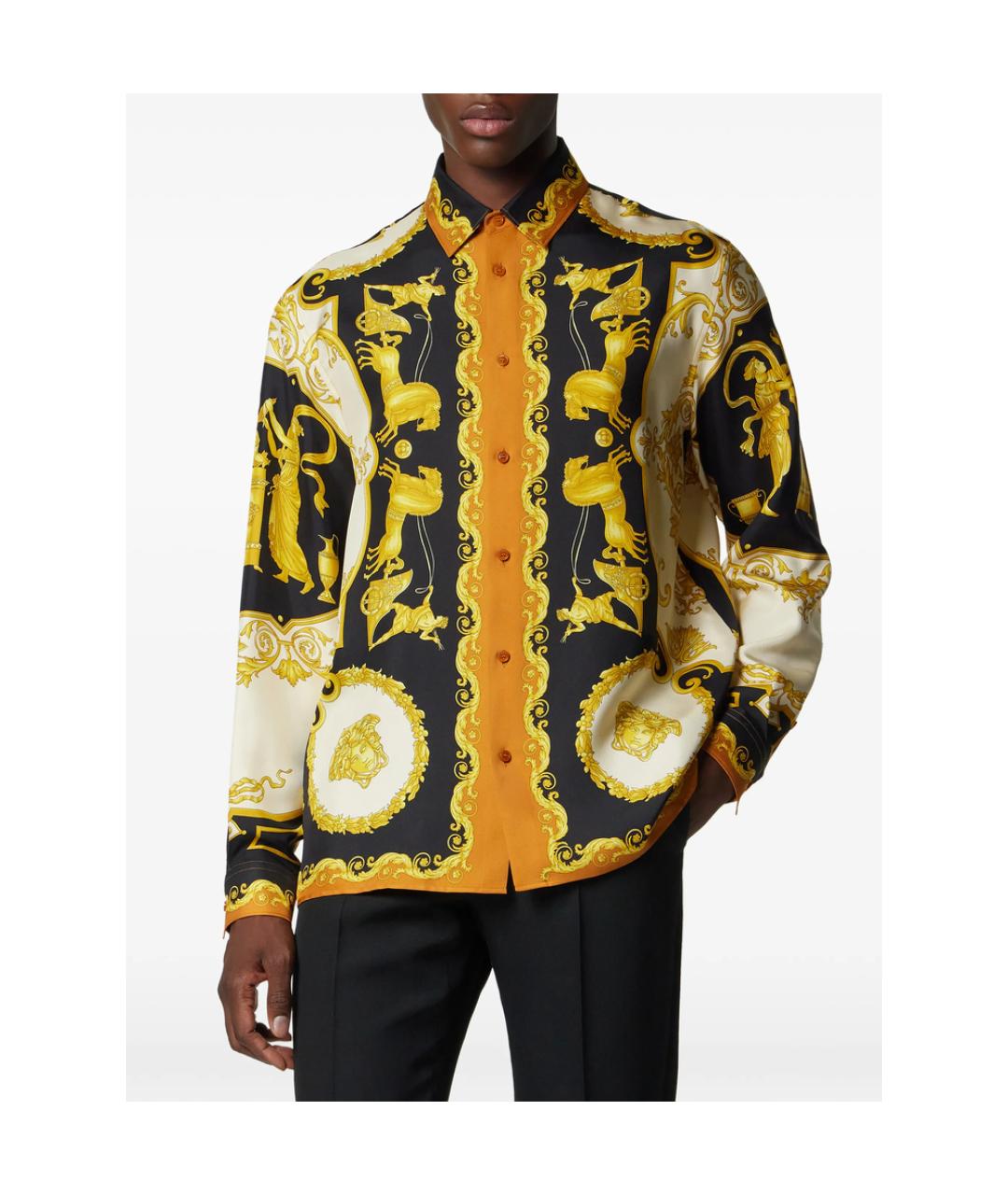 VERSACE Черная шелковая кэжуал рубашка, фото 2