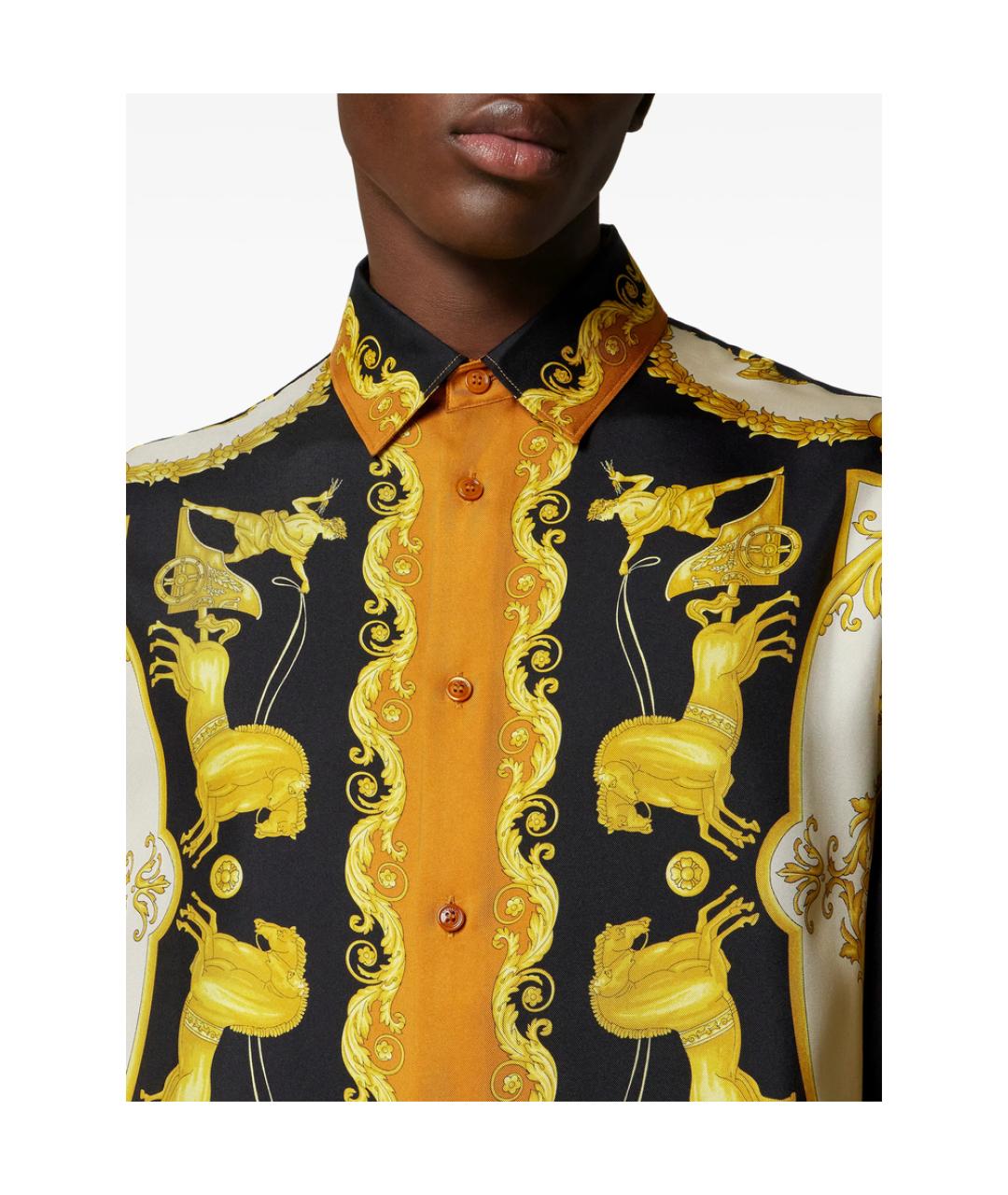 VERSACE Черная шелковая кэжуал рубашка, фото 5