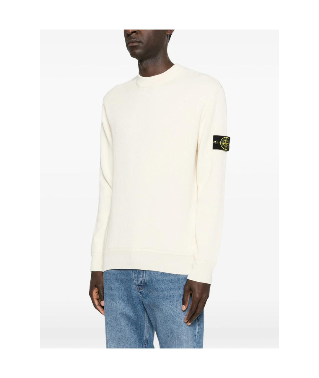 STONE ISLAND Бежевый хлопковый джемпер / свитер, фото 4