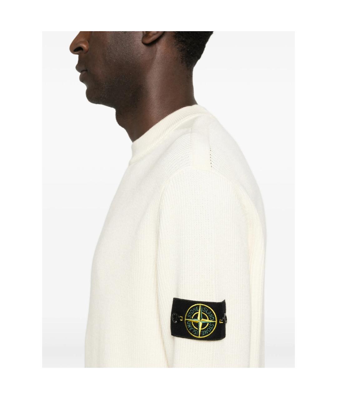 STONE ISLAND Бежевый хлопковый джемпер / свитер, фото 3